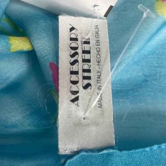 Accessory Street Floral Scarf Blue New Made In Italy Lightweight - Picture 4 of 6